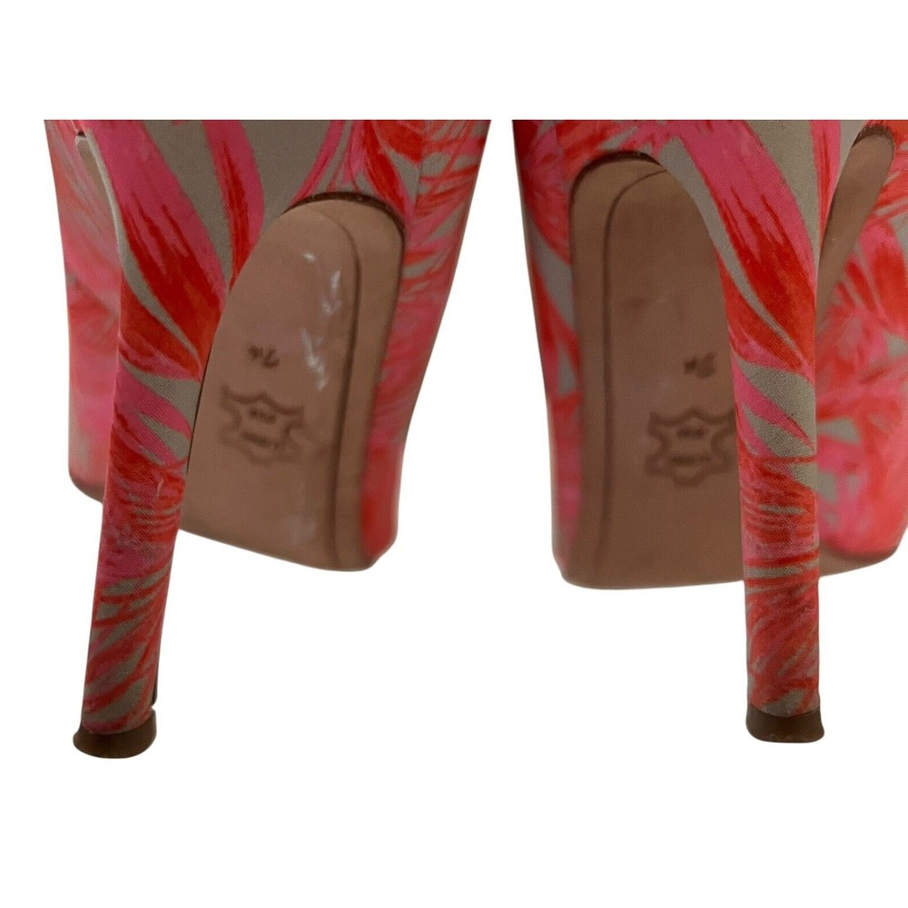 Sam Edelman Shoes Size 7.5 Hazel Pumps Heel Pointed Toe Hot Coral Pink Tropical - Picture 10 of 11
